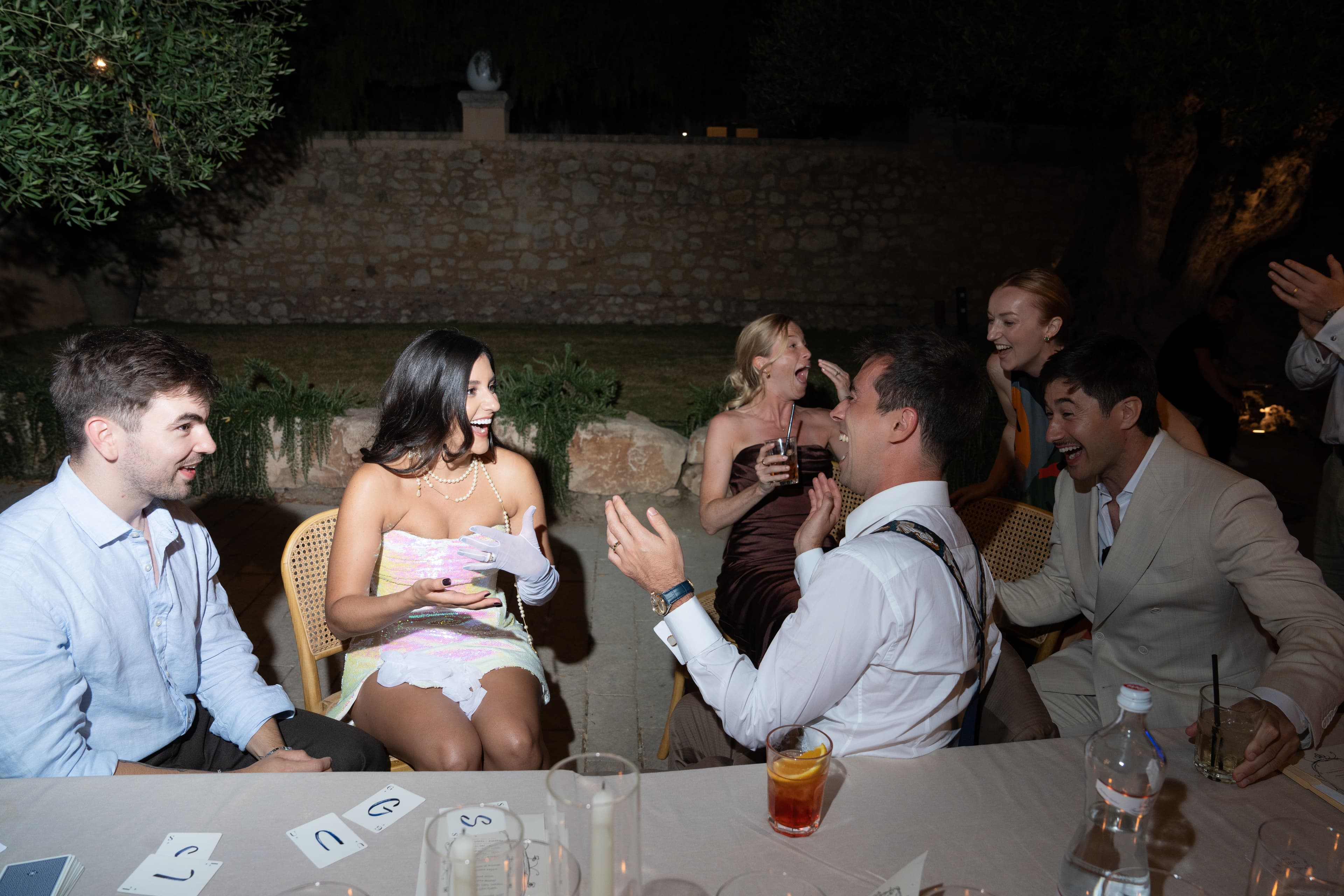 Edwin performing close-up mentalism for a bride and her guests